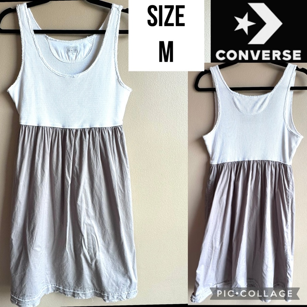 Converse One Star Womens Dress Sleeveless Tank White Beige Cotton Size Medium